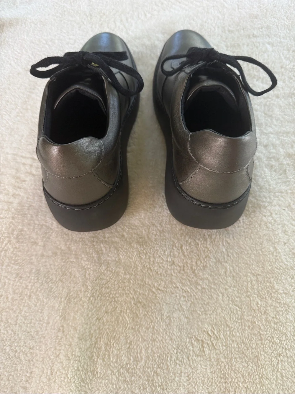 Fly London Womens’s Graphite Leather Wedge Lace-Up Sneaker EUR 40